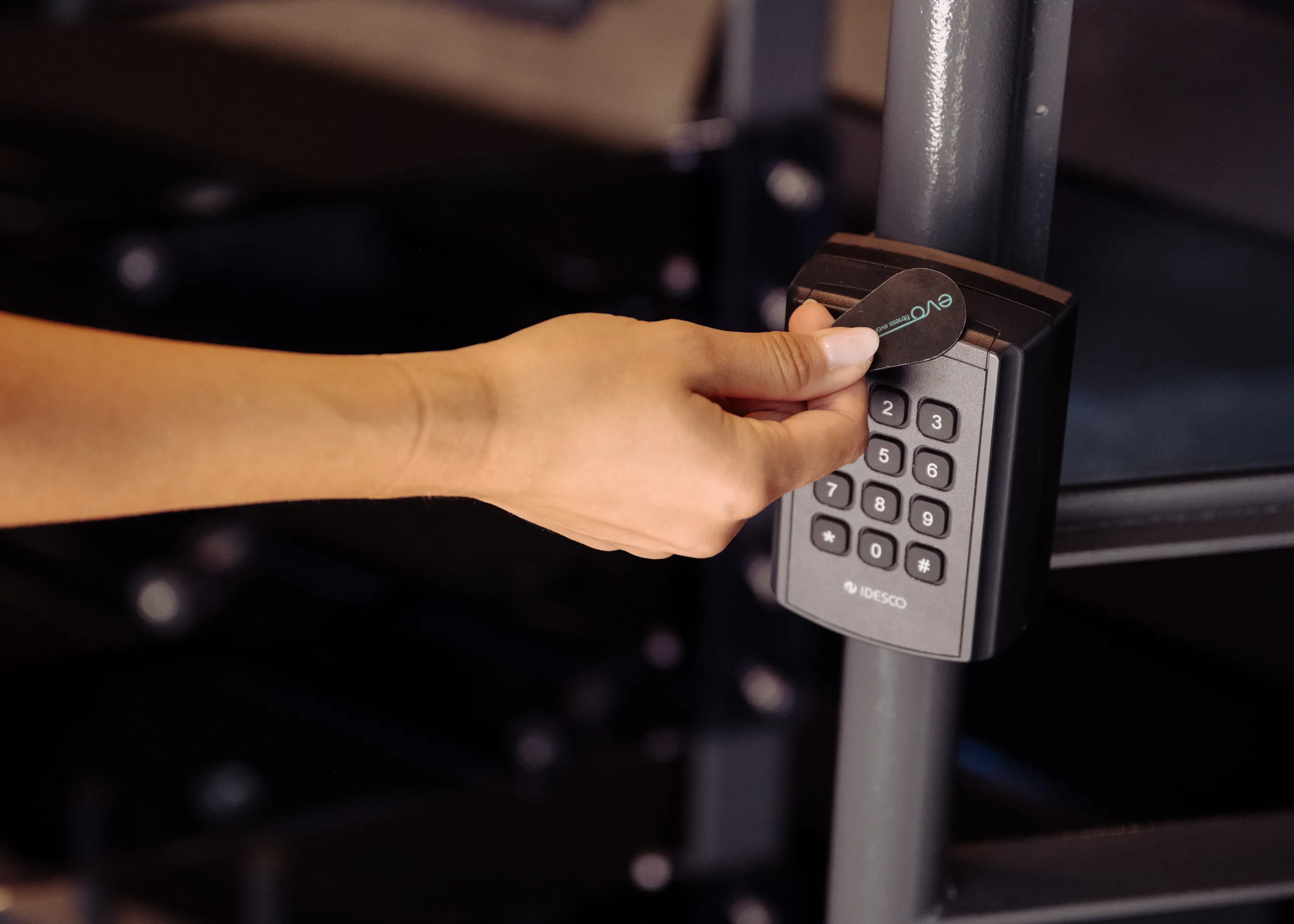 EVO Fitness keycard being scanned at access control at EVO